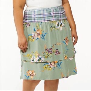 Cato Floral Check Skirt Plus Sizes